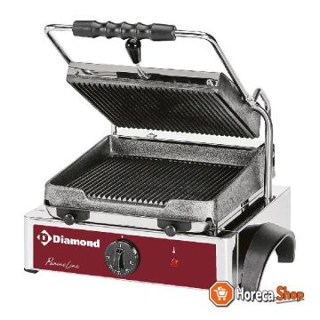 Electric panini grill, ribbed plates