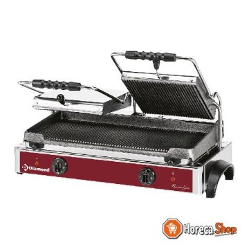 Electric panini grill double, ribbed plates