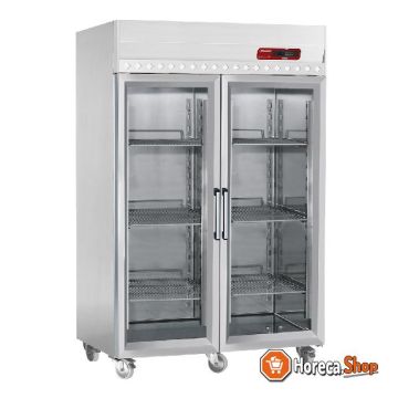 Ventilated refrigerator 1400 liters, 2 glass doors gn 2 1, on wheels