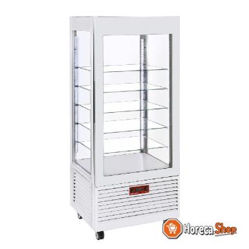 Display case 4 sides t ° positive, 5 levels in glass, ventilated, 480 lit., white