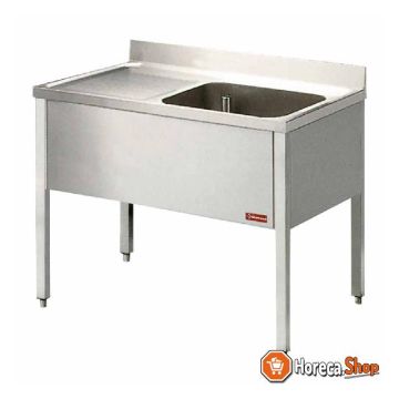 Sink with 1 tub, 1 left drip tray, with underframe