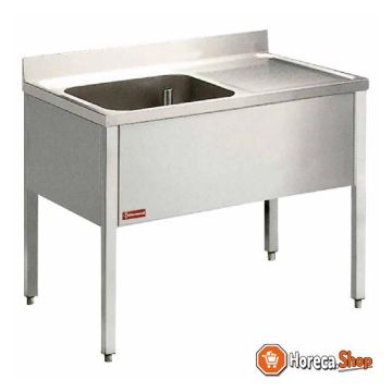 Sink with 1 tub, 1 right drip tray, with underframe