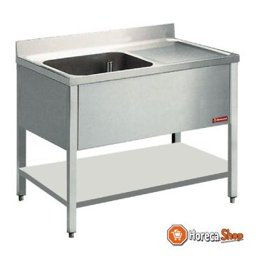 Sink with 1 tub 600x500xh325, right drip tray