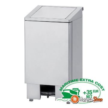 Stainless steel waste bin, with pedal, lid with mortar, 120 liters
