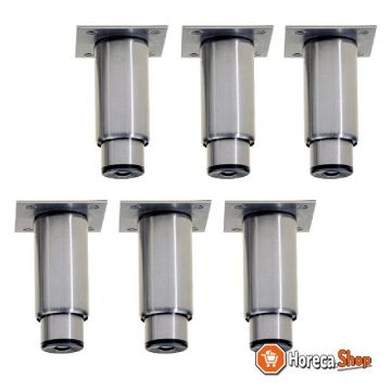 Kit of 6 adjustable legs in stainless steel for cupboards