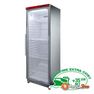 Belüfteter kühlschrank, glastür, 400 liter. rostfreier stahl