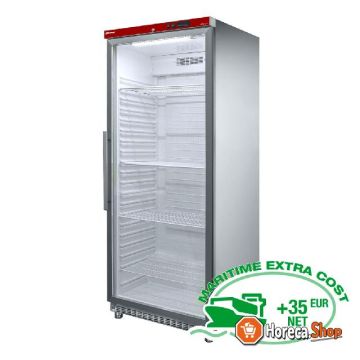 Gn 2 1 refrigerator, glass door, ventilated, 600 liters. stainless steel