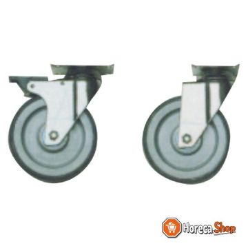 Set of 4 wheels, 2 with brakes