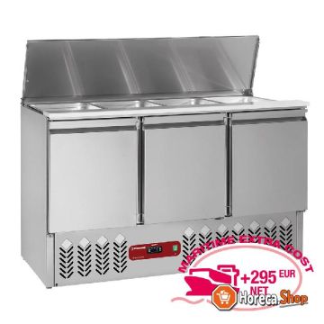 Refrigerated saladette with lid 4x gn 1 1 - 150 mm spare 3 doors gn 1 1, 380 lit