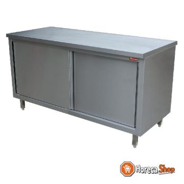 Neutral  pass through  work table cabinet with sliding doors