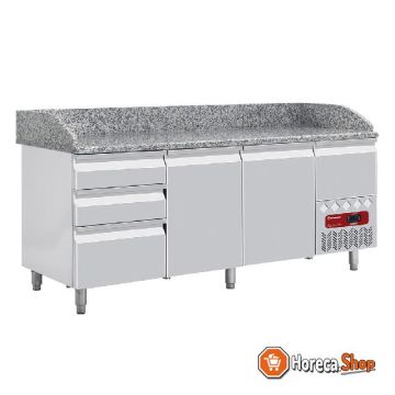 Table de refroidissement 2 portes 600x400, 3 tiroirs neutres (8x bacs 600x400) tiroir à outils
