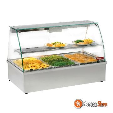 Hot display case, bain-marie 3 gn 1 1, panoramic