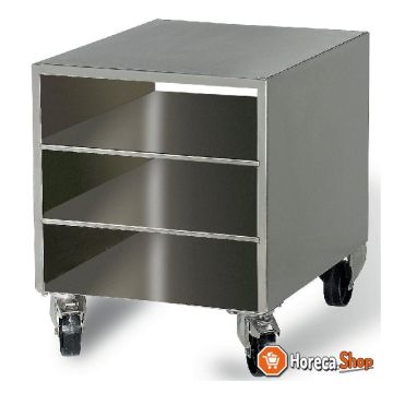 Stainless steel support box for vacuum machine, on wheels, removable