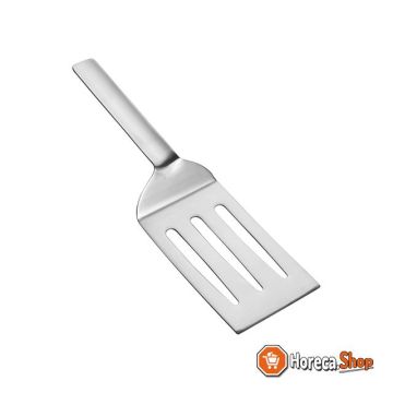Serving scoop with slotted stainless steel