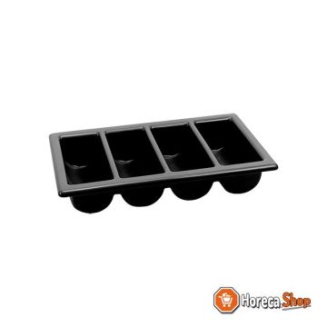 Cutlery tray black 1   1gn 4 compartments