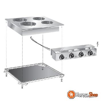 Drop-in elektrische kookplaat, 60 cm, 4 plaats, met aansluitblok