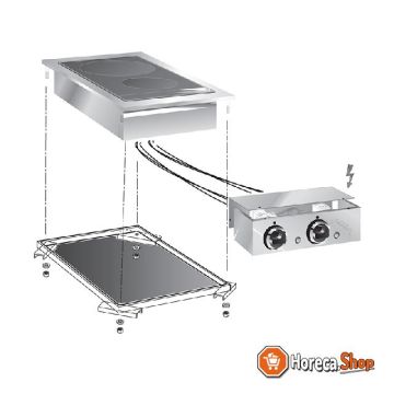 Drop-in elektrische keramische kookplaat, 40 cm 2 zones, met aansluitblok