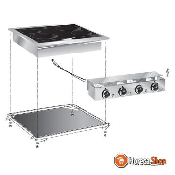 Drop-in elektrische kermamische kookplaten, 60 cm 4 zones, met aansluitblok