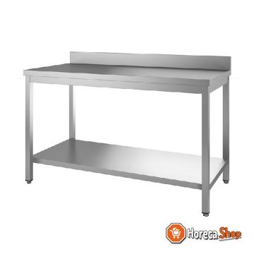 Gi stainless steel work table with back upstand and bottom shelf, 1100 (l) x700 (d) x850 (h) mm.