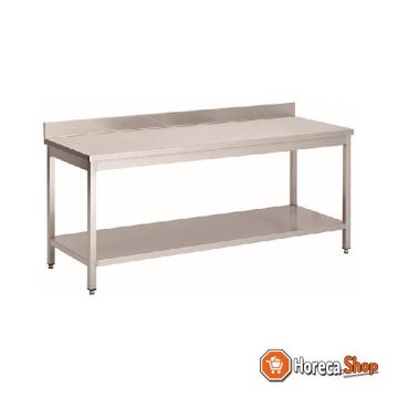 Gi stainless steel work table with back upstand and bottom shelf, 1800 (l) x700 (d) x850 (h) mm.