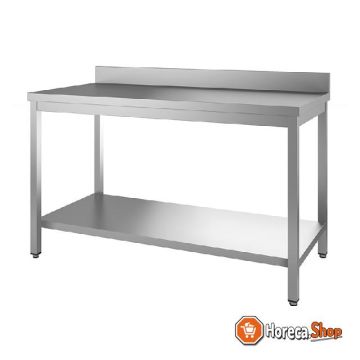 Gi stainless steel work table with back upstand and bottom shelf, 700 (l) x600 (d) x850 (h) mm.