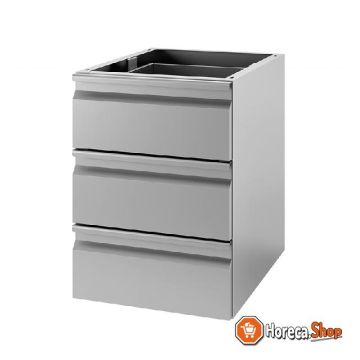 Gi stainless steel drawer unit with 3 drawers 400 (w) x580 (d) x550 (h) mm