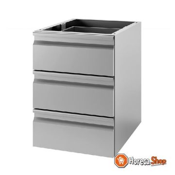 Gi stainless steel drawer unit with 3 drawers 400 (w) x680 (d) x550 (h) mm