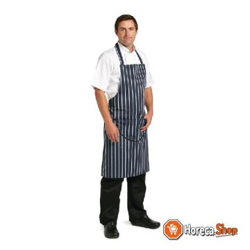 Whites apron blue-white striped with pocket