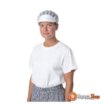 White s nylon hat with visor and hairnet
