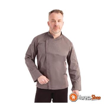 Hartford unisex chef s jacket with zipper long sleeve gray xl