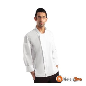 Hartford unisex chef s jacket with zipper long sleeve white xs