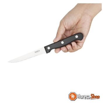 Serrated steak knives with black handle 21.5 cm