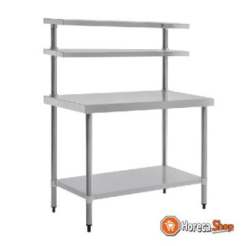 Stainless steel work table with wall shelves 120cm
