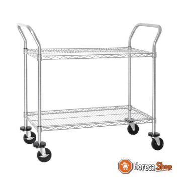 Chrome plated serving trolley with 2 blades
