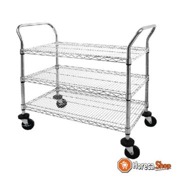 Chromed serving trolley with 3 blades