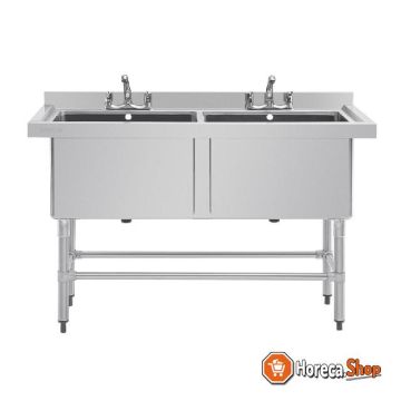 Deep double stainless steel sink