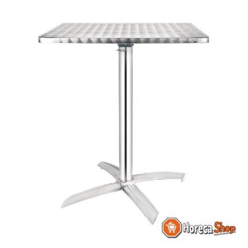 Square bistro table with tiltable stainless steel top 60 cm