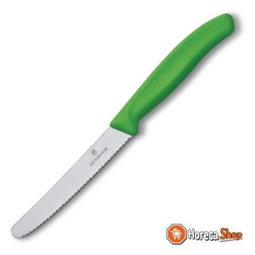 Couteau à tomates dentelé  vert 11cm
