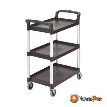 Kd serving trolley with 3 black trays