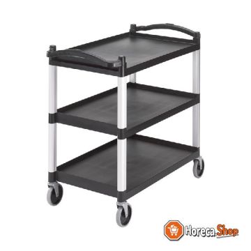 Kd serving trolley with 3 black trays