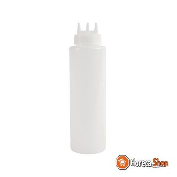 Portioning squeeze bottle transparent with 3 nozzles 102cl