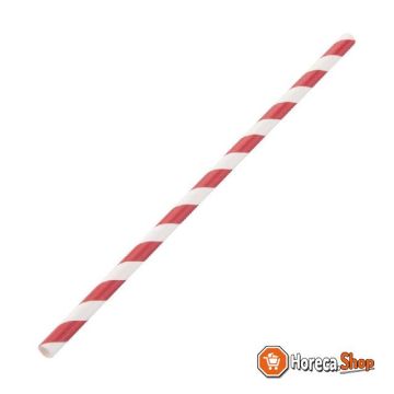 Fiesta green biodegradable paper straws with red and white stripes