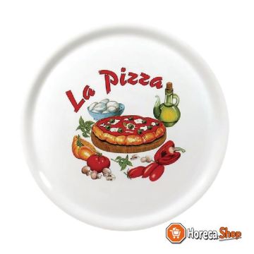 Porcelain pizza plates 31cm with  la pizza  decor