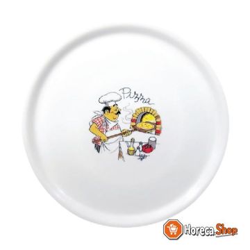 Porcelain pizza plates 31cm with chef decor
