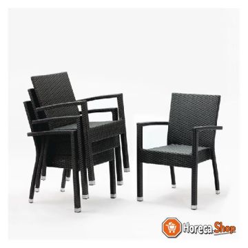 Plastic rattan chair with armrests anthracite