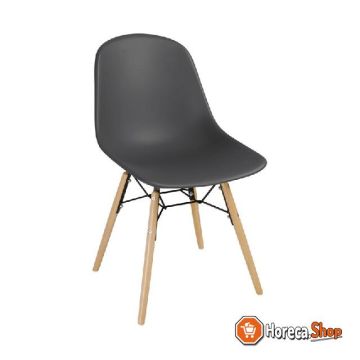Polypropylene chairs with gray wooden legs