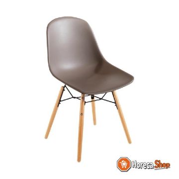 Polypropylene chairs with wooden legs brown