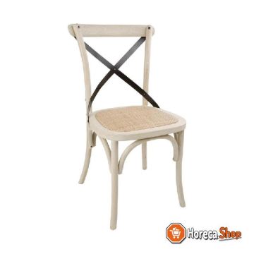 Chaise en bois  avec dossier croisé écru 2 pcs