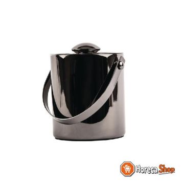 Double-walled ice bucket with lid 1ltr black