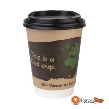 Green compostable lids for 34cl coffee cups